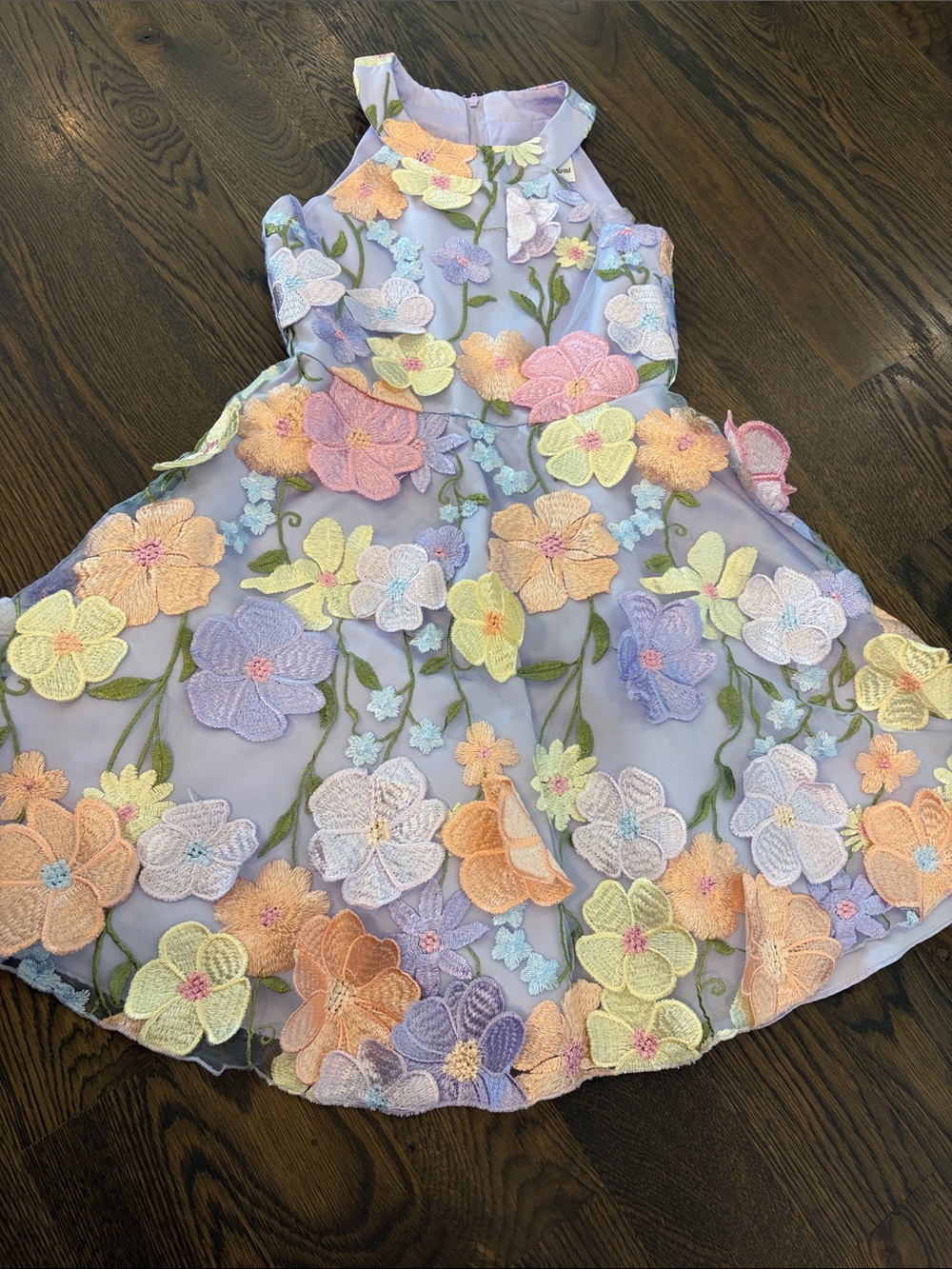 Rare Editions Lavender Floral Appliqué Party Dress